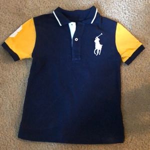 RL Polo Navy blue and yellow.